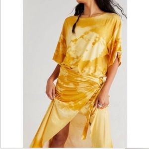 ☀️ 💛 FREE PEOPLE 🤍 Alyssa Tie Dye Wrap Dress, size M, EUC